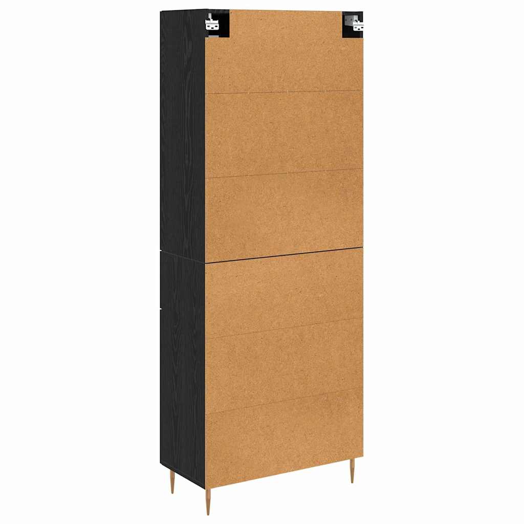 Highboard med skuffe 2 pcs Sort eg Konstrueret træ