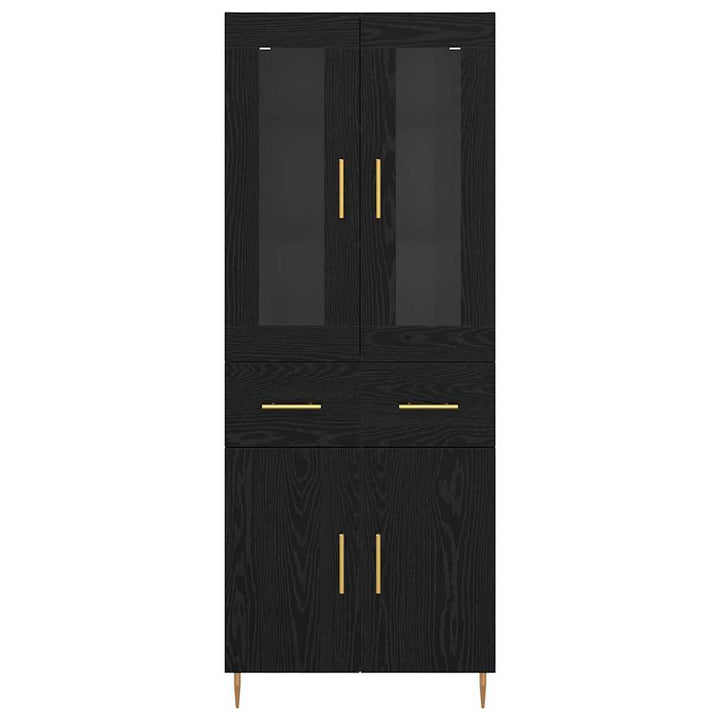 Highboard med skuffe 2 pcs Sort eg Konstrueret træ