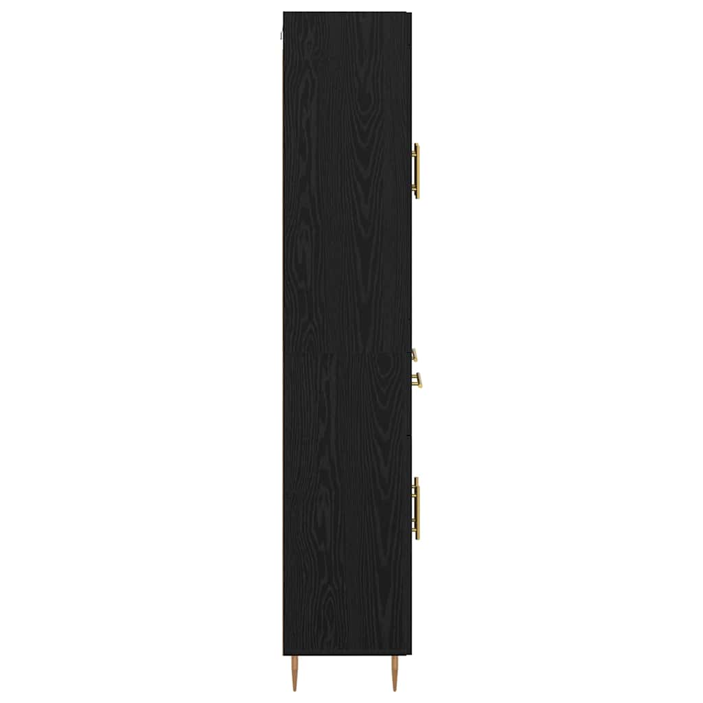 Highboard med skuffe 2 pcs Sort eg Konstrueret træ