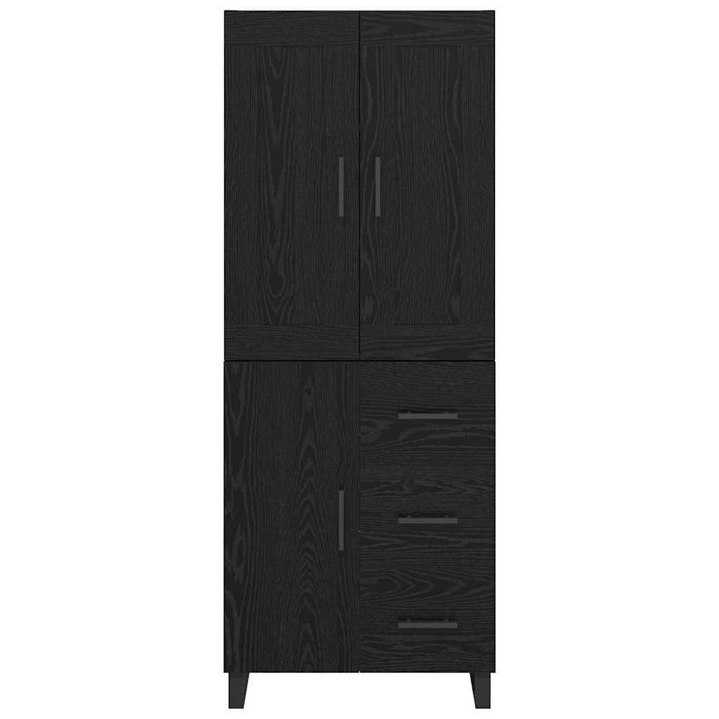 Highboard med skuffe Sort eg 69,5 x 34 x 180 cm Konstrueret træ