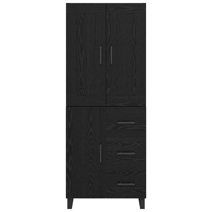 Highboard med skuffe Sort eg 69,5 x 34 x 180 cm Konstrueret træ