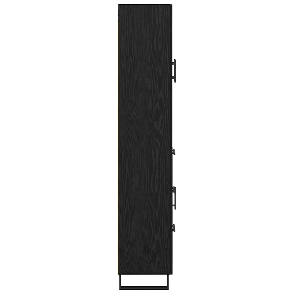 Highboard med skuffe Sort eg 69,5 x 34 x 180 cm Konstrueret træ