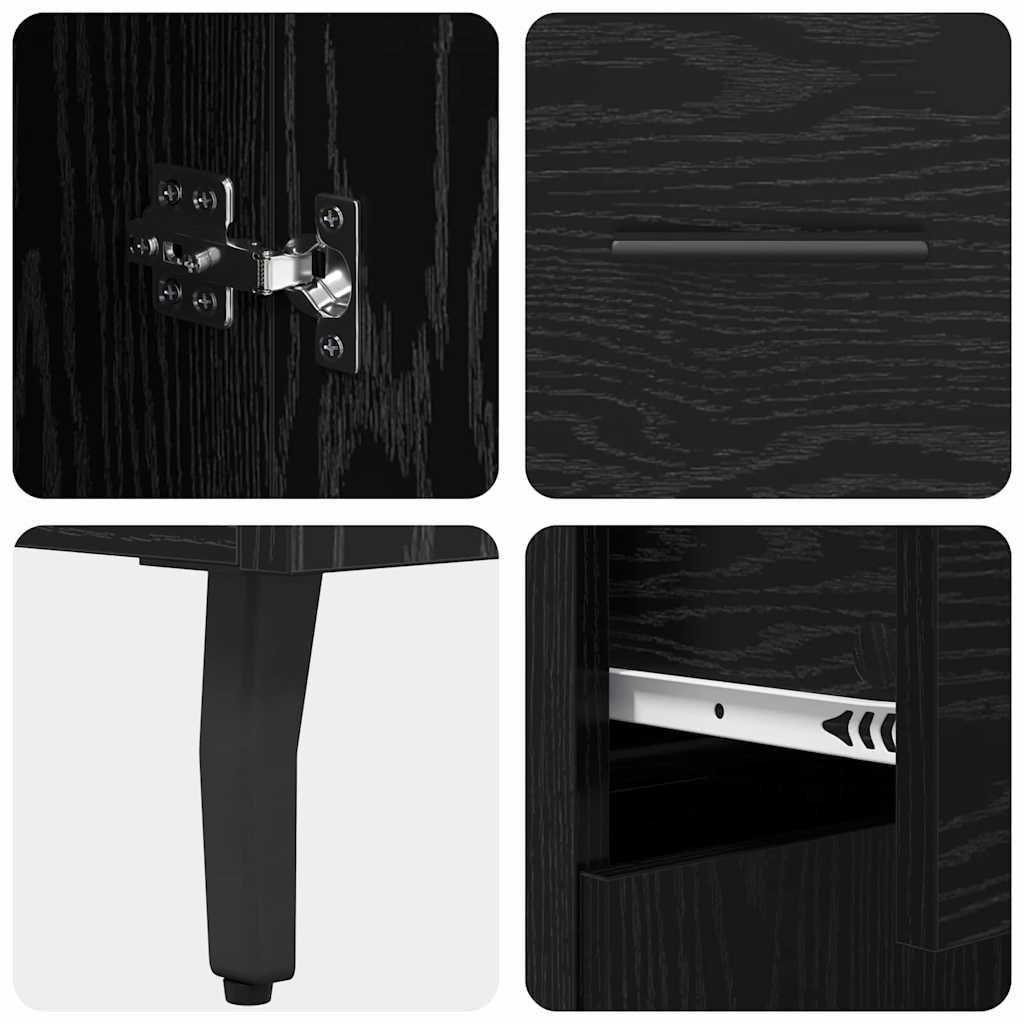 Highboard 2 pcs Sort eg 69,5 x 34 x 180 cm Konstrueret træ