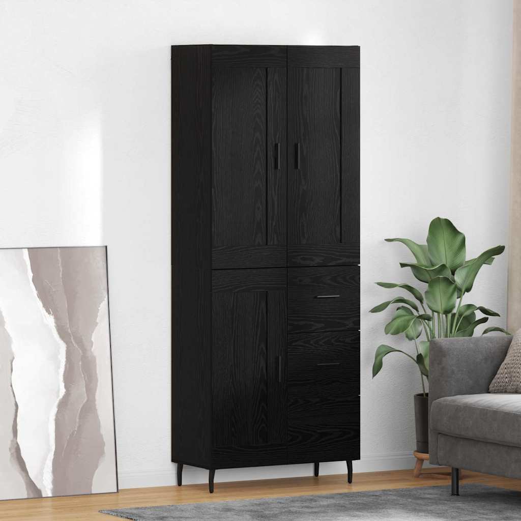 Highboard 2 pcs Sort eg 69,5 x 34 x 180 cm Konstrueret træ