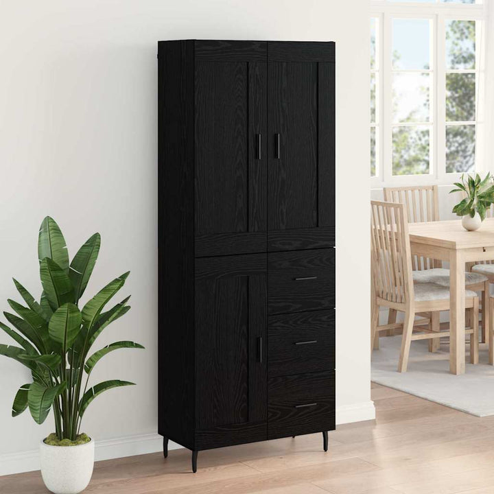 Highboard 2 pcs Sort eg 69,5 x 34 x 180 cm Konstrueret træ
