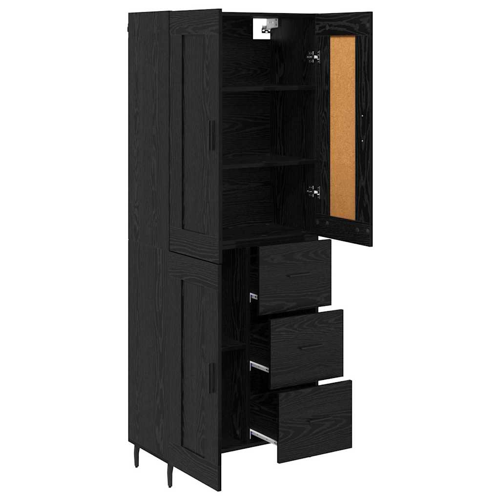 Highboard 2 pcs Sort eg 69,5 x 34 x 180 cm Konstrueret træ