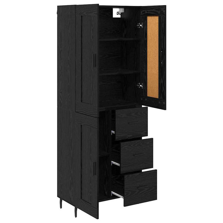 Highboard 2 pcs Sort eg 69,5 x 34 x 180 cm Konstrueret træ
