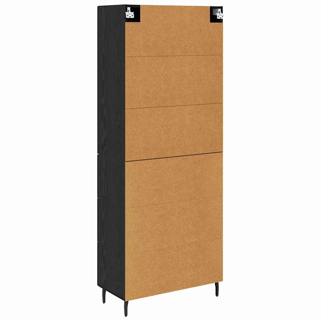 Highboard 2 pcs Sort eg 69,5 x 34 x 180 cm Konstrueret træ