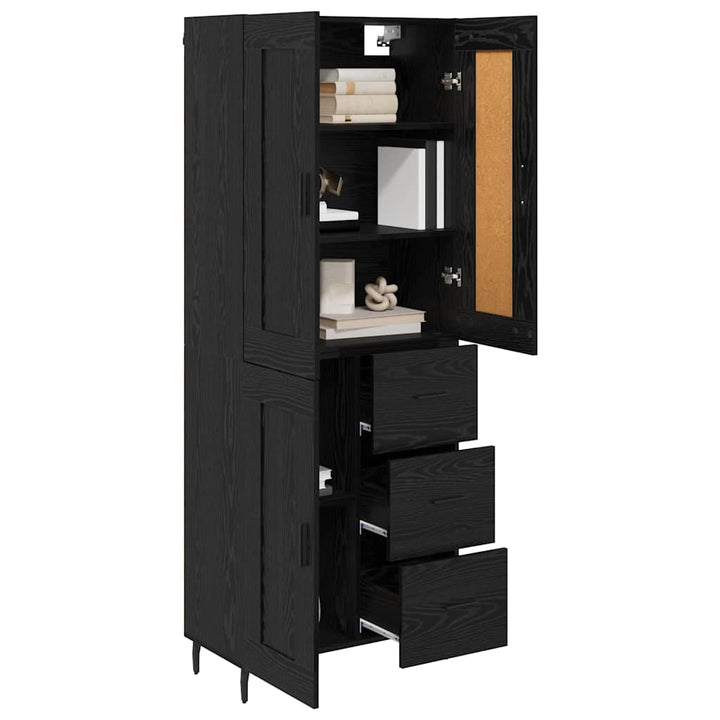 Highboard 2 pcs Sort eg 69,5 x 34 x 180 cm Konstrueret træ