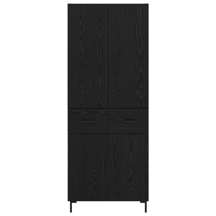 Highboard med skuffe Sort eg 69,5 x 34 x 180 cm Konstrueret træ