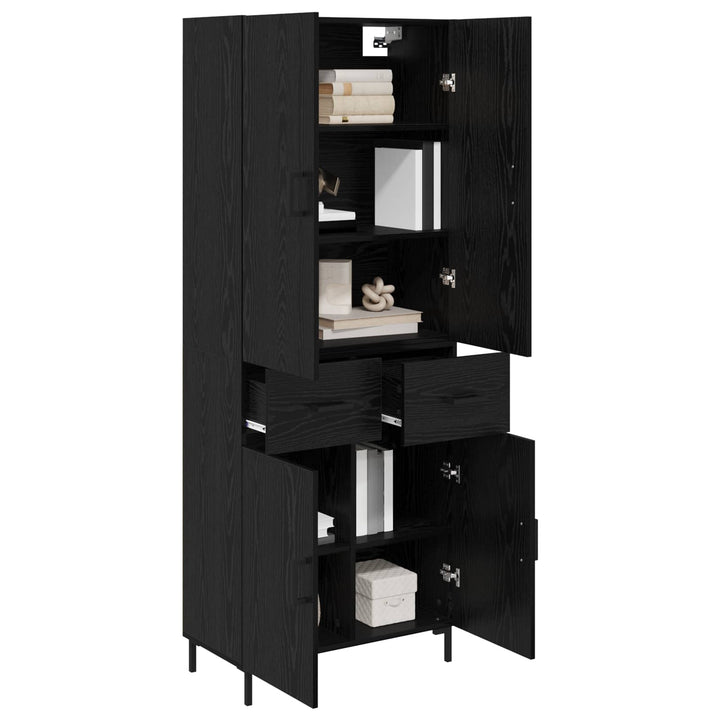 Highboard med skuffe Sort eg 69,5 x 34 x 180 cm Konstrueret træ