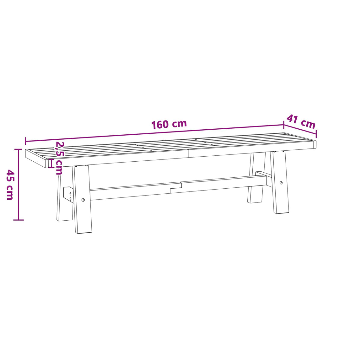 Spisebænk NOAIN 160 x 41 x 45 cm Massivt fyrretræ Naturfarvet