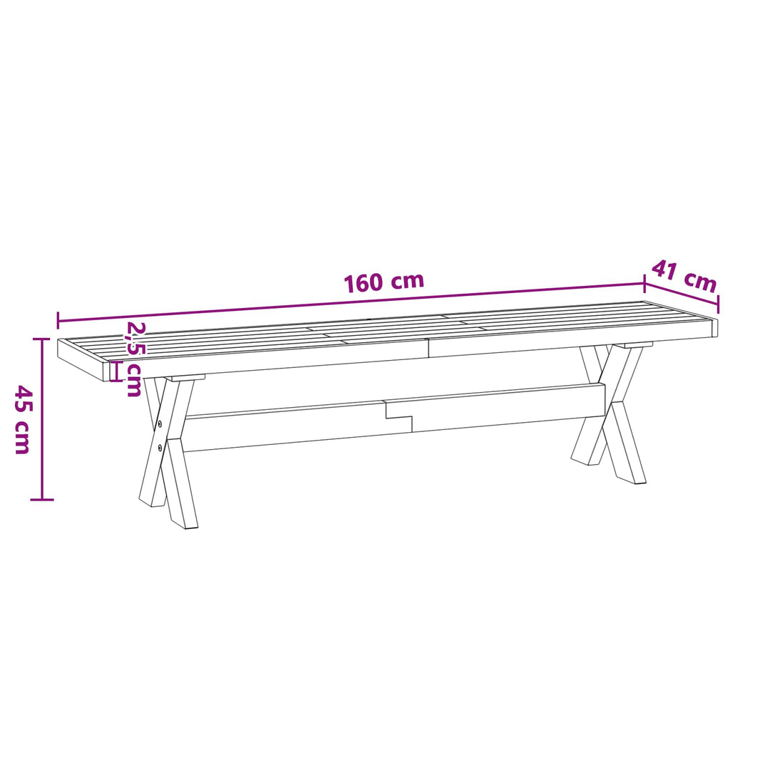 Spisebænk NOAIN 160 x 41 x 45 cm Massivt fyrretræ Sort