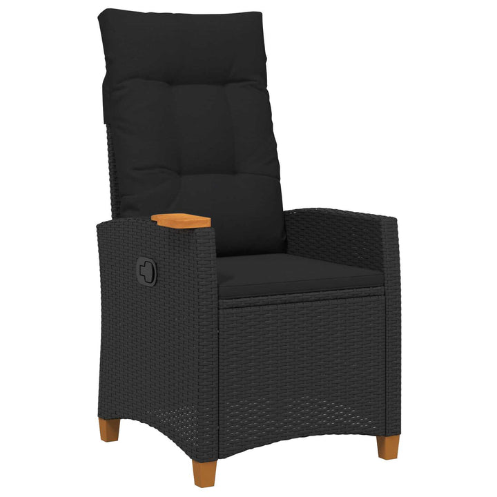 Lænestol med teplade med pude Sort 62 x 64 x 112 cm polyrattan