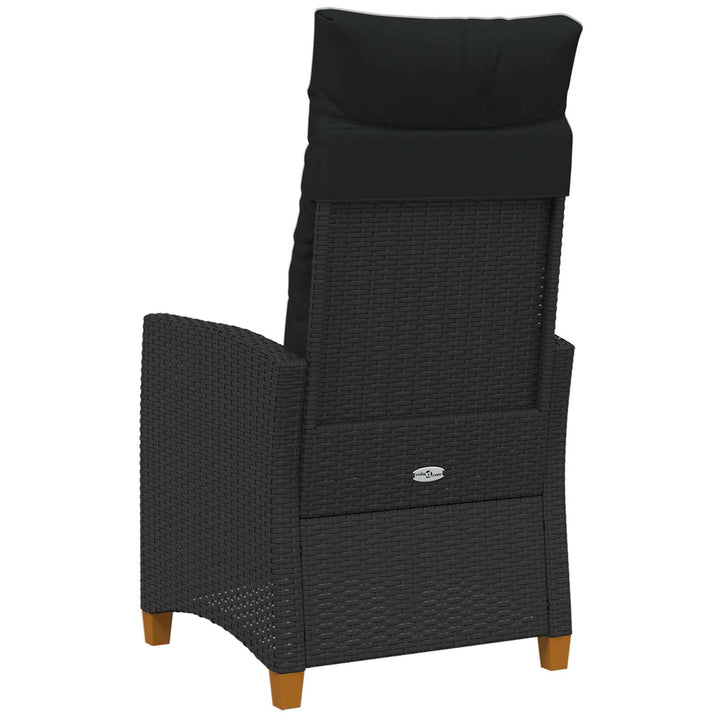 Lænestol med teplade med pude Sort 62 x 64 x 112 cm polyrattan