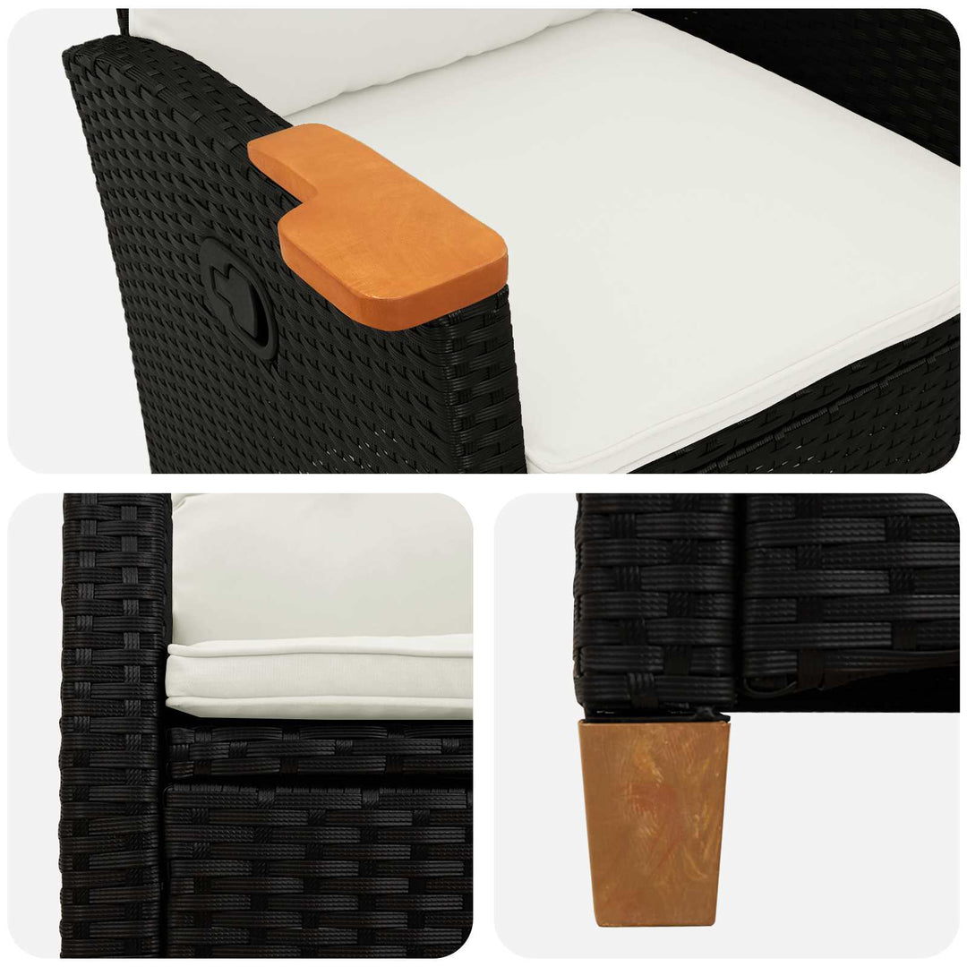 Lænestol med teplade med pude 62 x 64 x 112 cm polyrattan