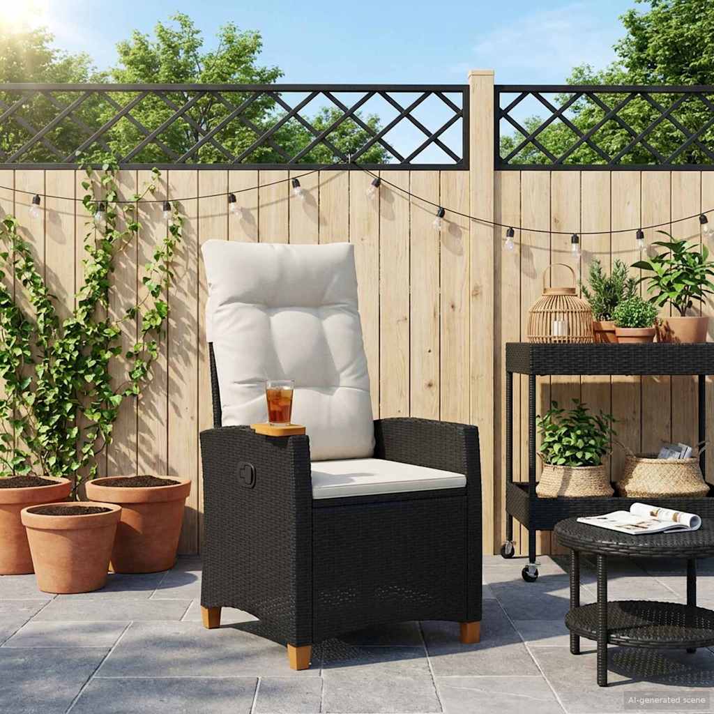 Lænestol med teplade med pude 62 x 64 x 112 cm polyrattan