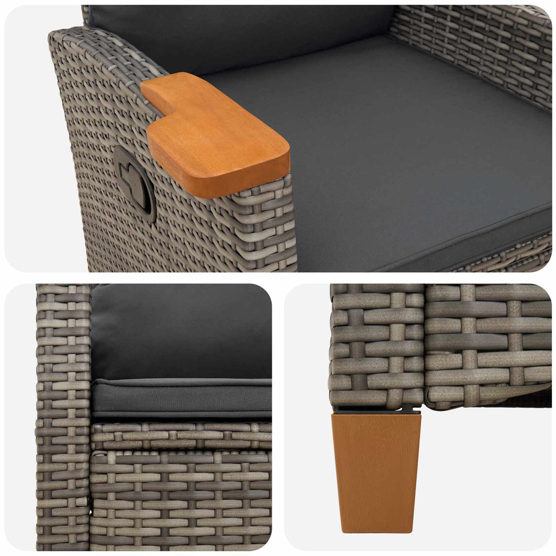 Lænestol med teplade med pude 62 x 64 x 112 cm polyrattan