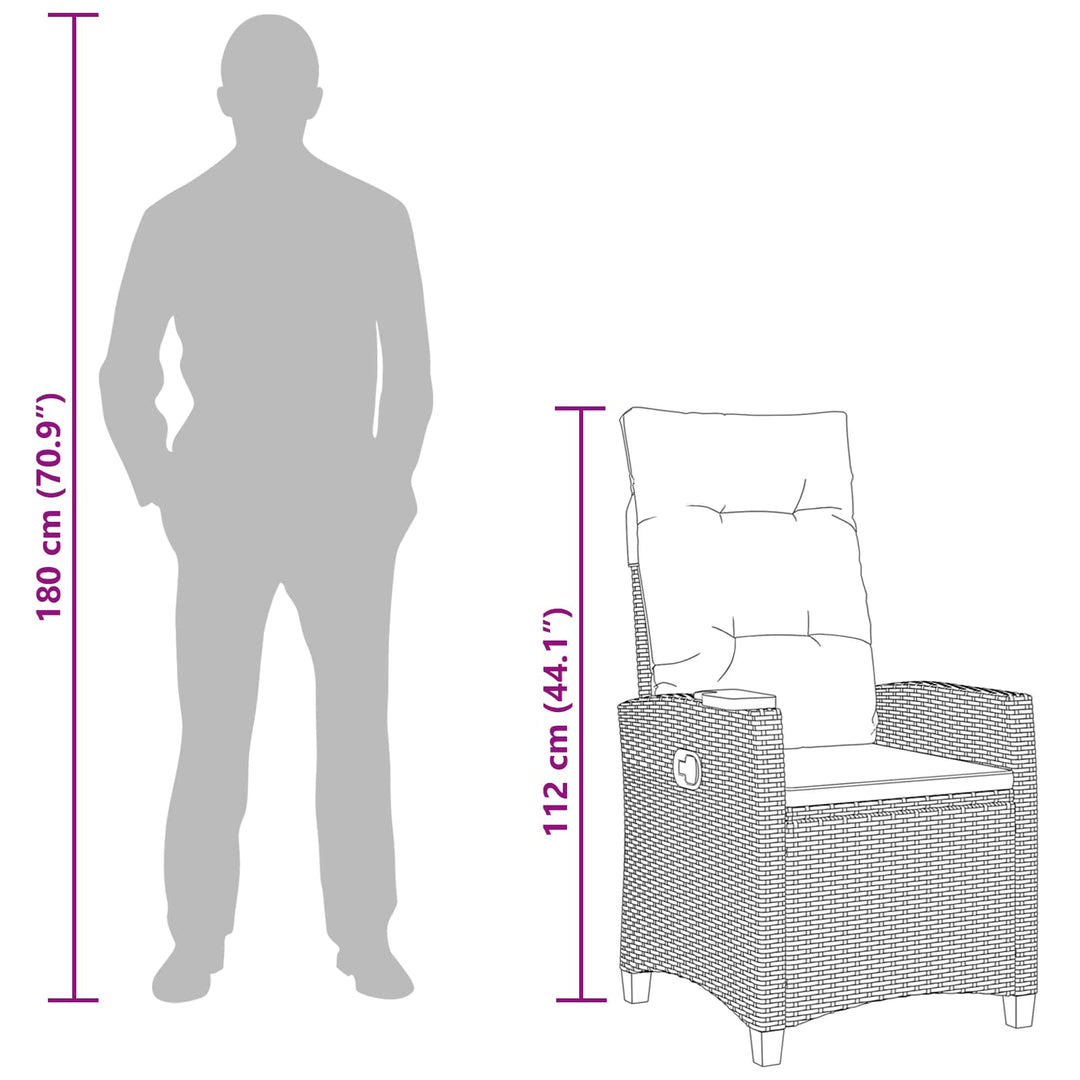 Lænestol med teplade med pude 62 x 64 x 112 cm polyrattan