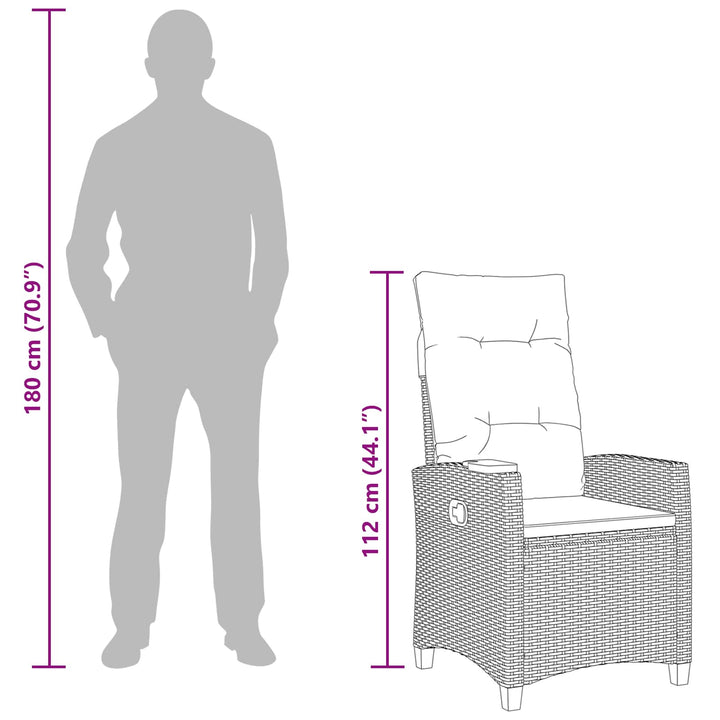 Lænestol med teplade med pude 62 x 64 x 112 cm polyrattan