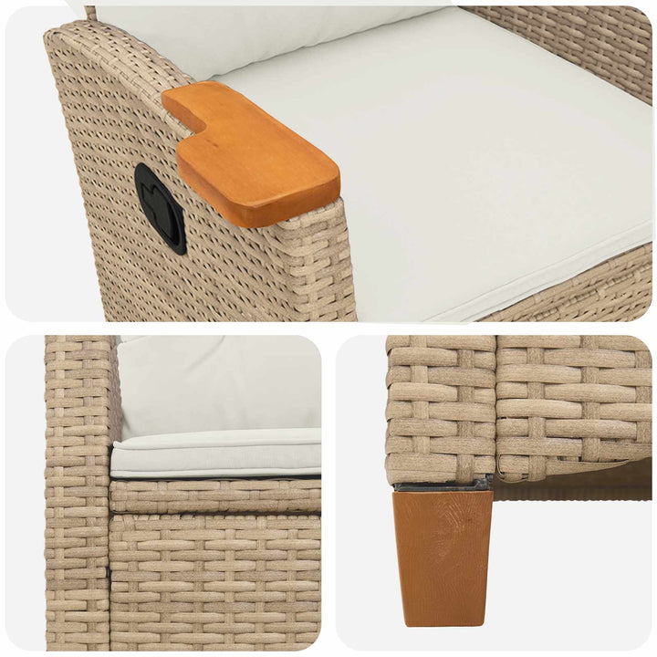 Lænestol med teplade med pude 62 x 64 x 112 cm polyrattan