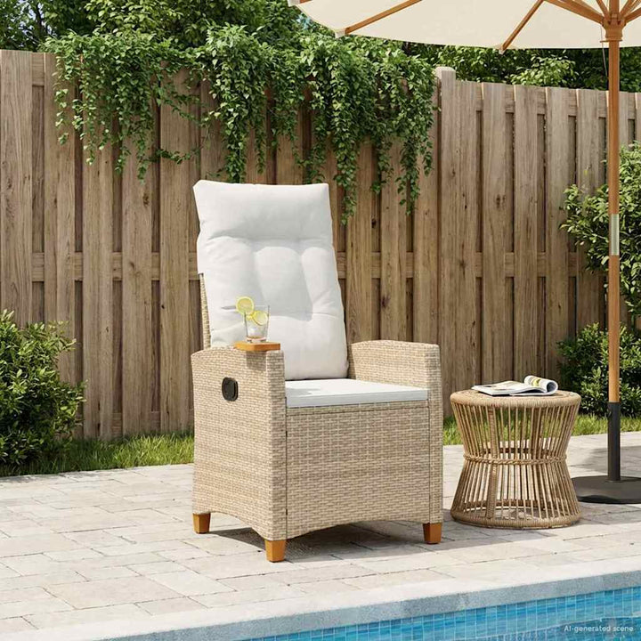Lænestol med teplade med pude 62 x 64 x 112 cm polyrattan