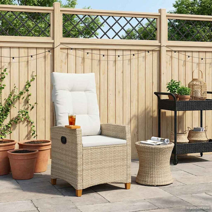 Lænestol med teplade med pude 62 x 64 x 112 cm polyrattan