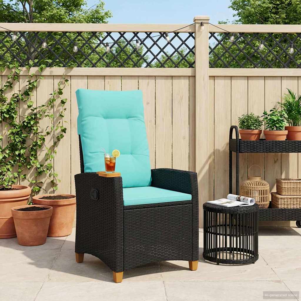 Lænestol med teplade med pude 62 x 64 x 112 cm polyrattan
