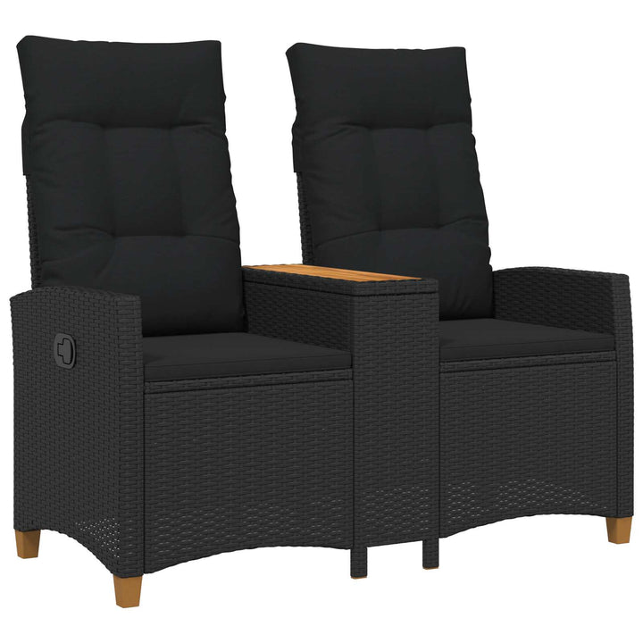 Reclining Bench med Bord Sort 126 x 65 x 112 cm polyrattan