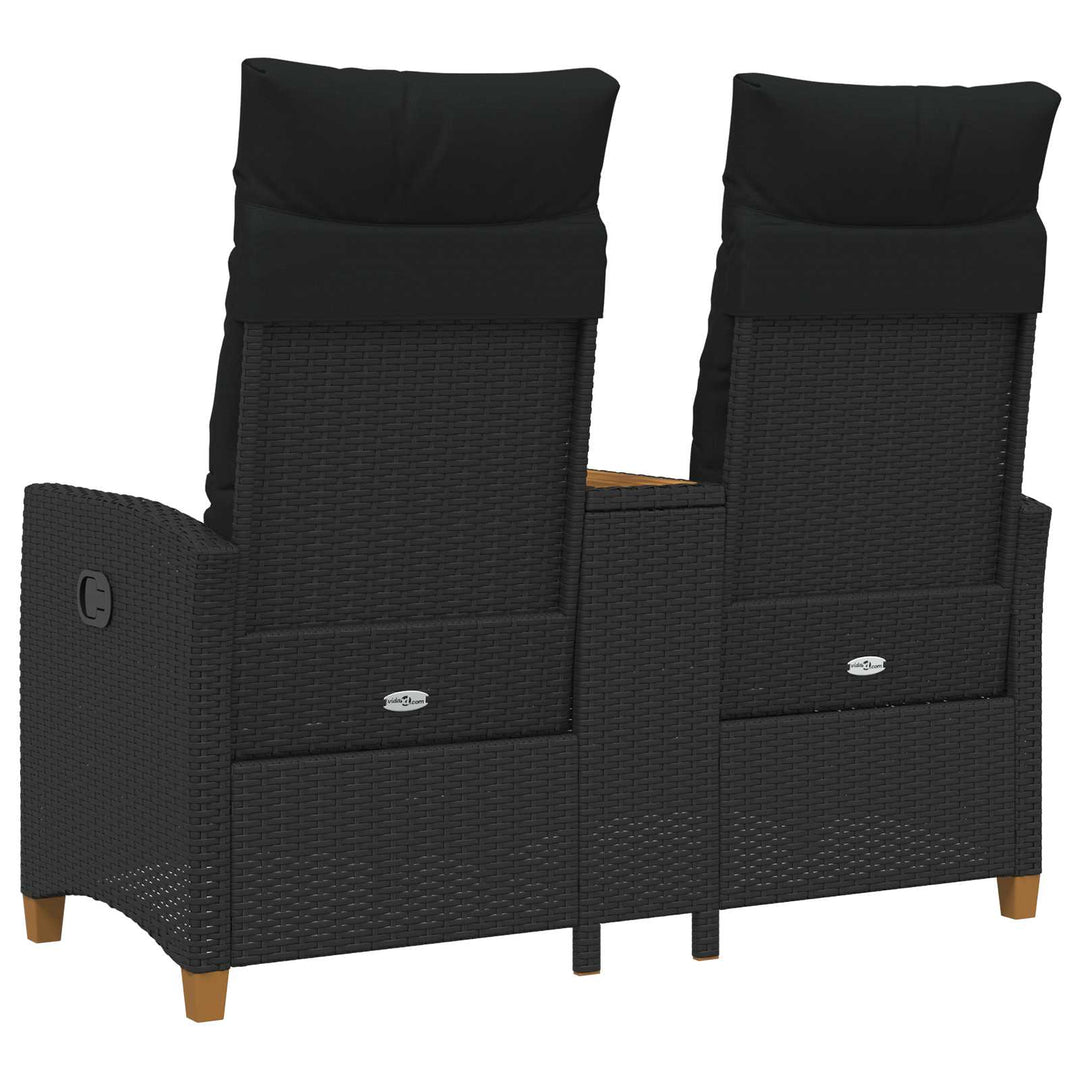 Reclining Bench med Bord Sort 126 x 65 x 112 cm polyrattan
