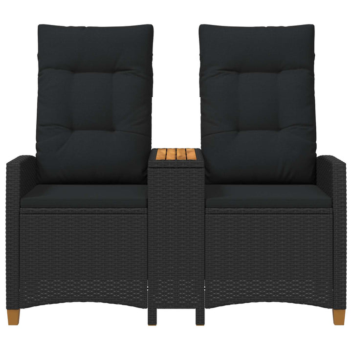 Reclining Bench med Bord Sort 126 x 65 x 112 cm polyrattan