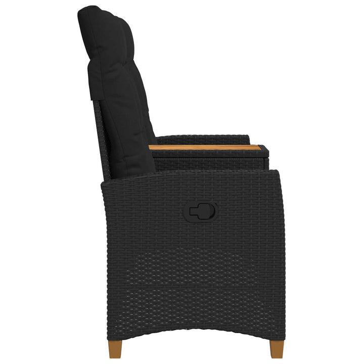 Reclining Bench med Bord Sort 126 x 65 x 112 cm polyrattan