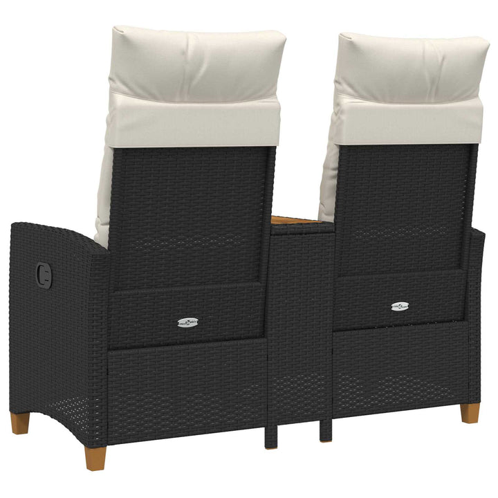 Reclining Bench med Bord Sort og Cremehvid 126 x 65 x 112 cm