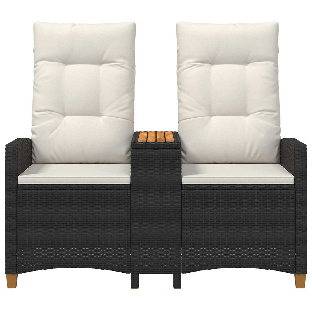 Reclining Bench med Bord Sort og Cremehvid 126 x 65 x 112 cm