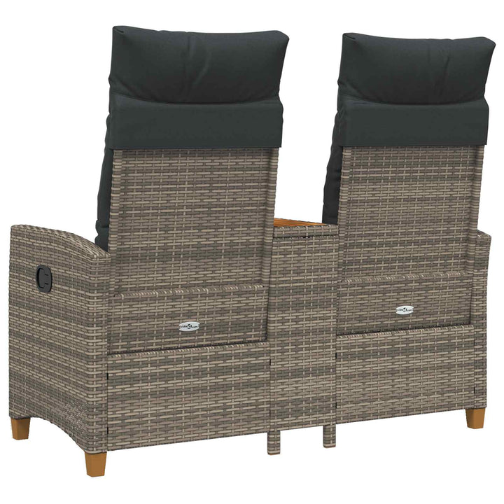 Reclining Bench med Bord Grå og Mørkegrå 126 x 65 x 112 cm