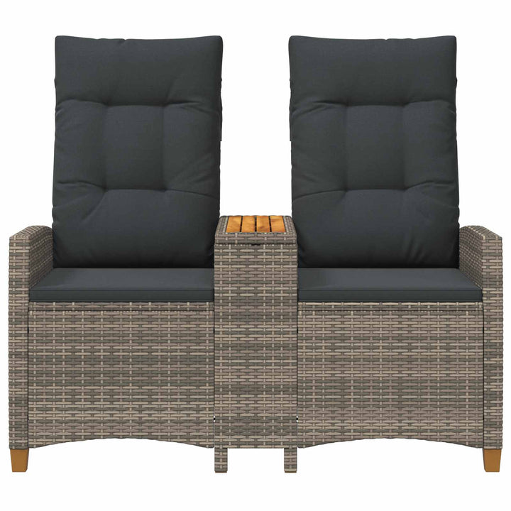 Reclining Bench med Bord Grå og Mørkegrå 126 x 65 x 112 cm