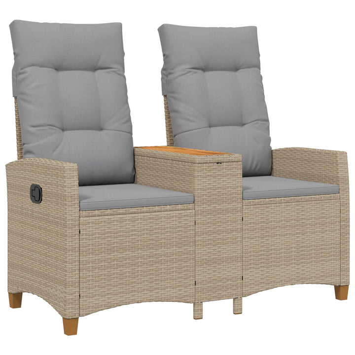 Reclining Bench med Bord Beige og lys grå 126 x 65 x 112 cm