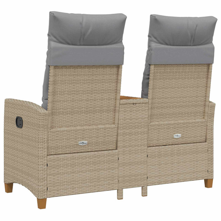 Reclining Bench med Bord Beige og lys grå 126 x 65 x 112 cm