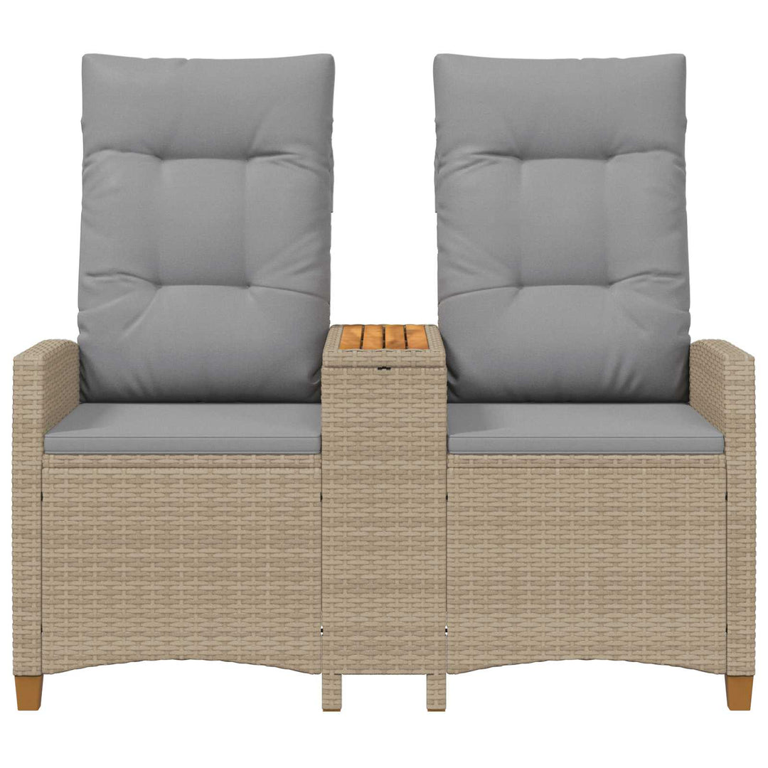 Reclining Bench med Bord Beige og lys grå 126 x 65 x 112 cm