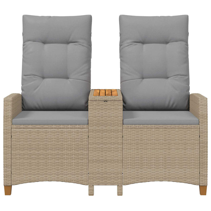 Reclining Bench med Bord Beige og lys grå 126 x 65 x 112 cm
