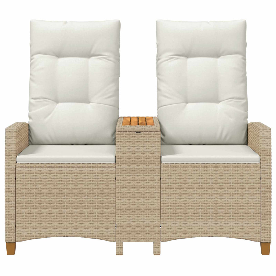 Reclining Bench med Bord Beige og cremehvid 126 x 65 x 112 cm