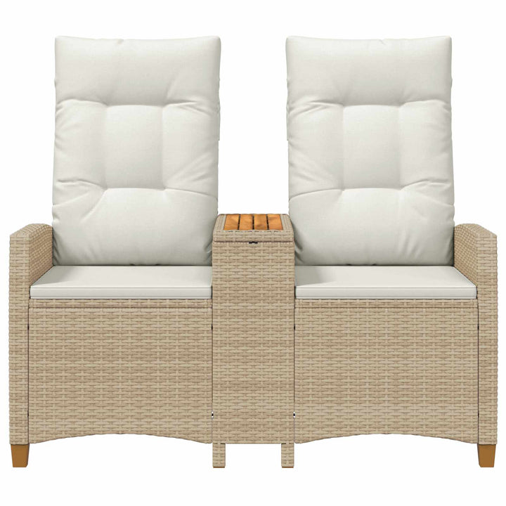 Reclining Bench med Bord Beige og cremehvid 126 x 65 x 112 cm