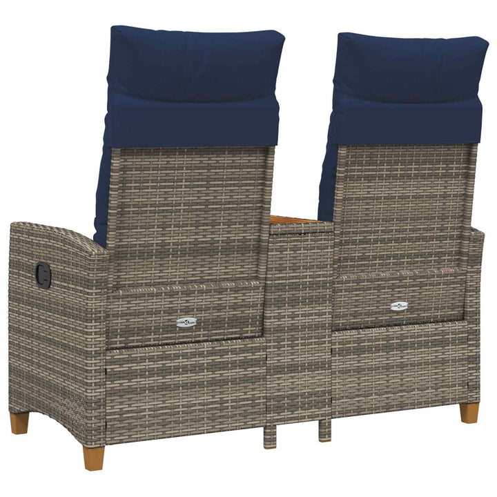 Reclining Bench med Bord Grå og Marineblå 126 x 65 x 112 cm