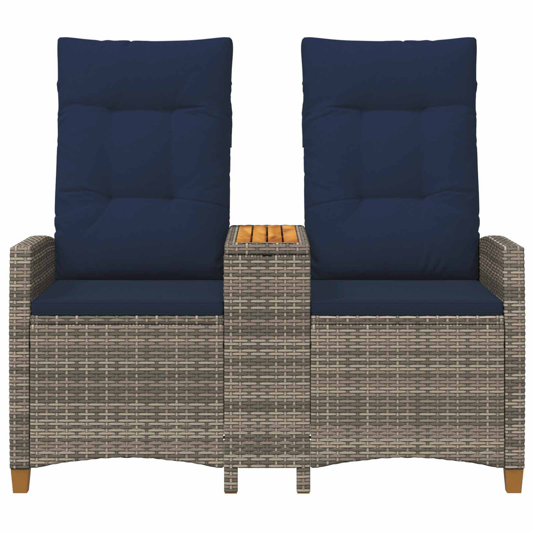 Reclining Bench med Bord Grå og Marineblå 126 x 65 x 112 cm