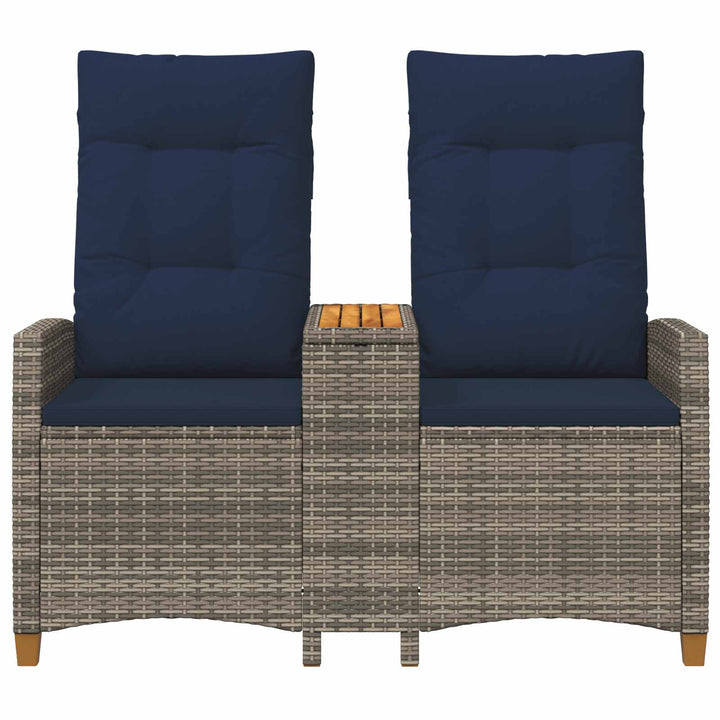 Reclining Bench med Bord Grå og Marineblå 126 x 65 x 112 cm