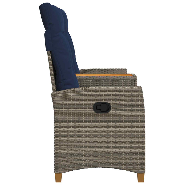 Reclining Bench med Bord Grå og Marineblå 126 x 65 x 112 cm