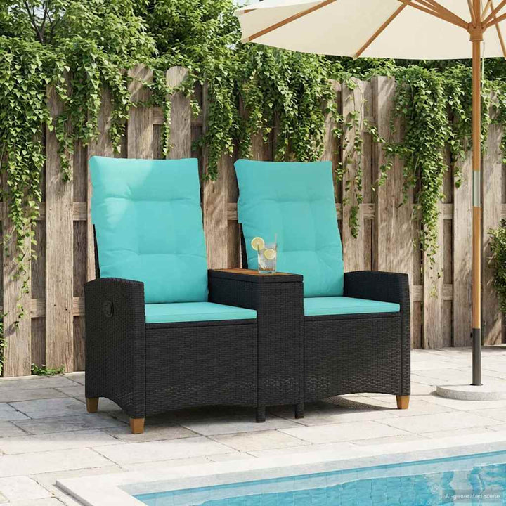 Reclining Bench med Bord 2 -Seater 126 x 65 x 112 cm polyrattan