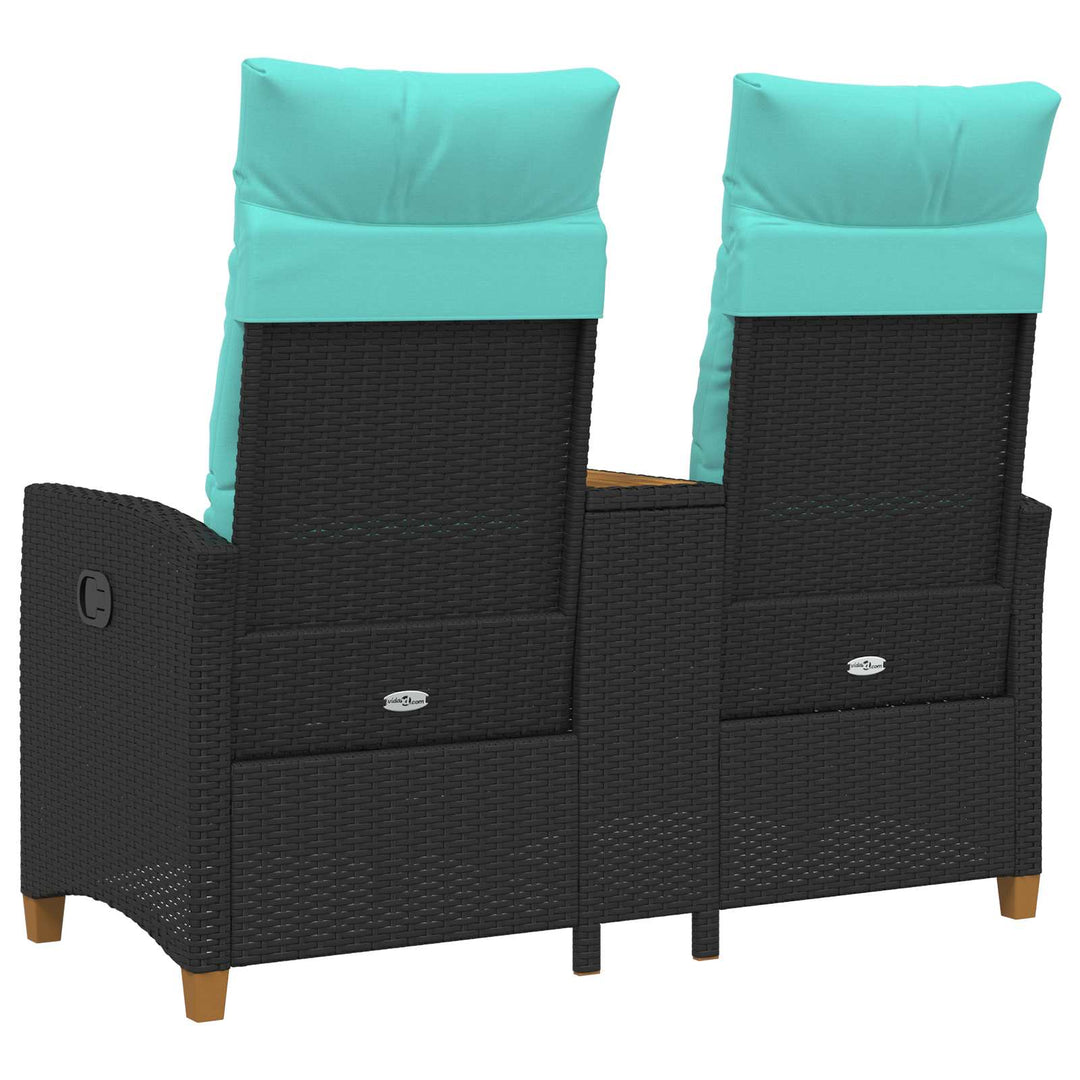 Reclining Bench med Bord 2 -Seater 126 x 65 x 112 cm polyrattan