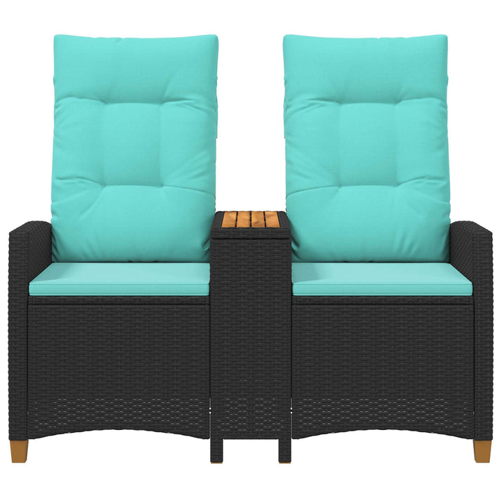 Reclining Bench med Bord 2 -Seater 126 x 65 x 112 cm polyrattan