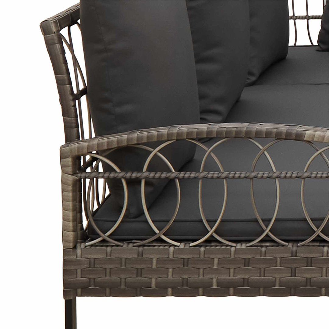 Havesofa Sæt 2 stk. Grå Poly Rattan Stål